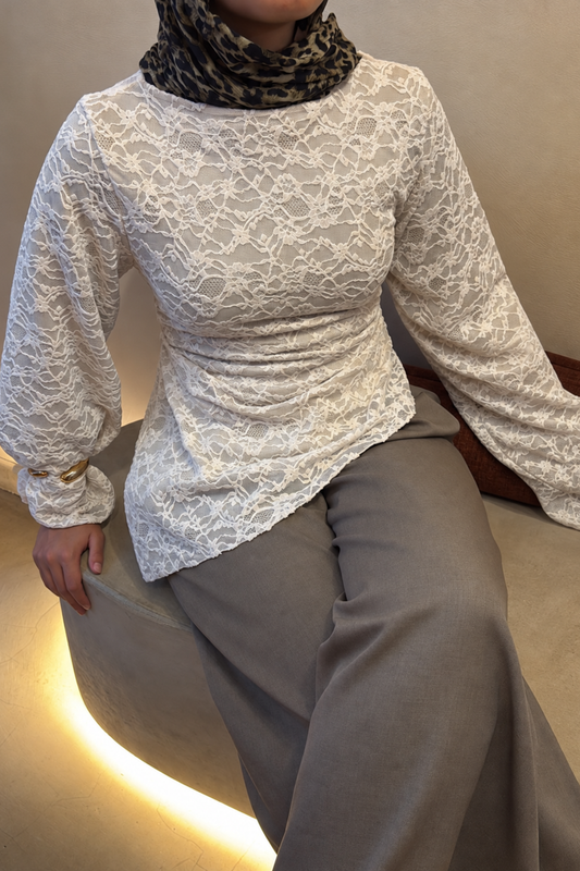 Asymmetrical lace blouse